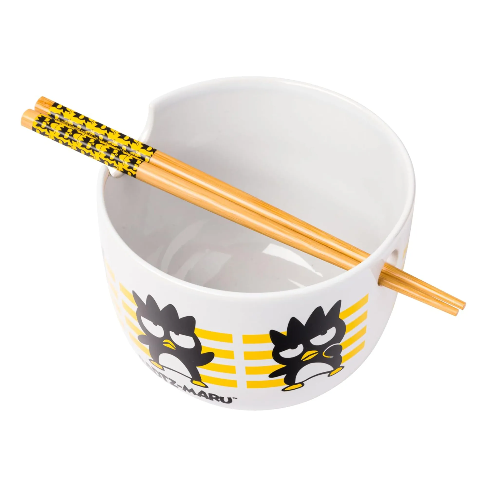 Silver Buffalo Badtz-maru Ceramic Ramen Bowl and Chopstick Set (Stripes)