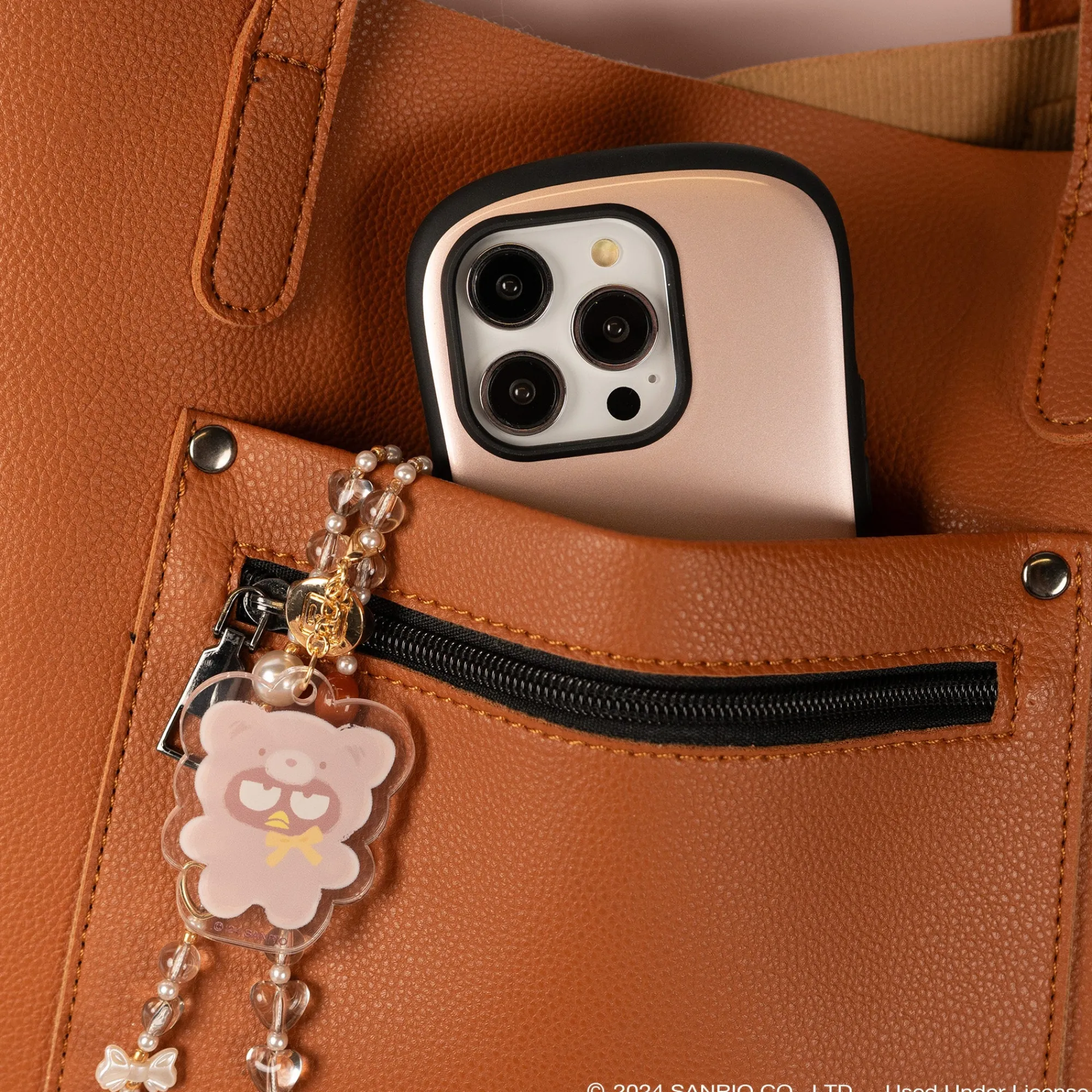 Hamee.com - Hamee US Badtz-maru Latte Bear Beaded Charm Mobile Phone Wrist Strap