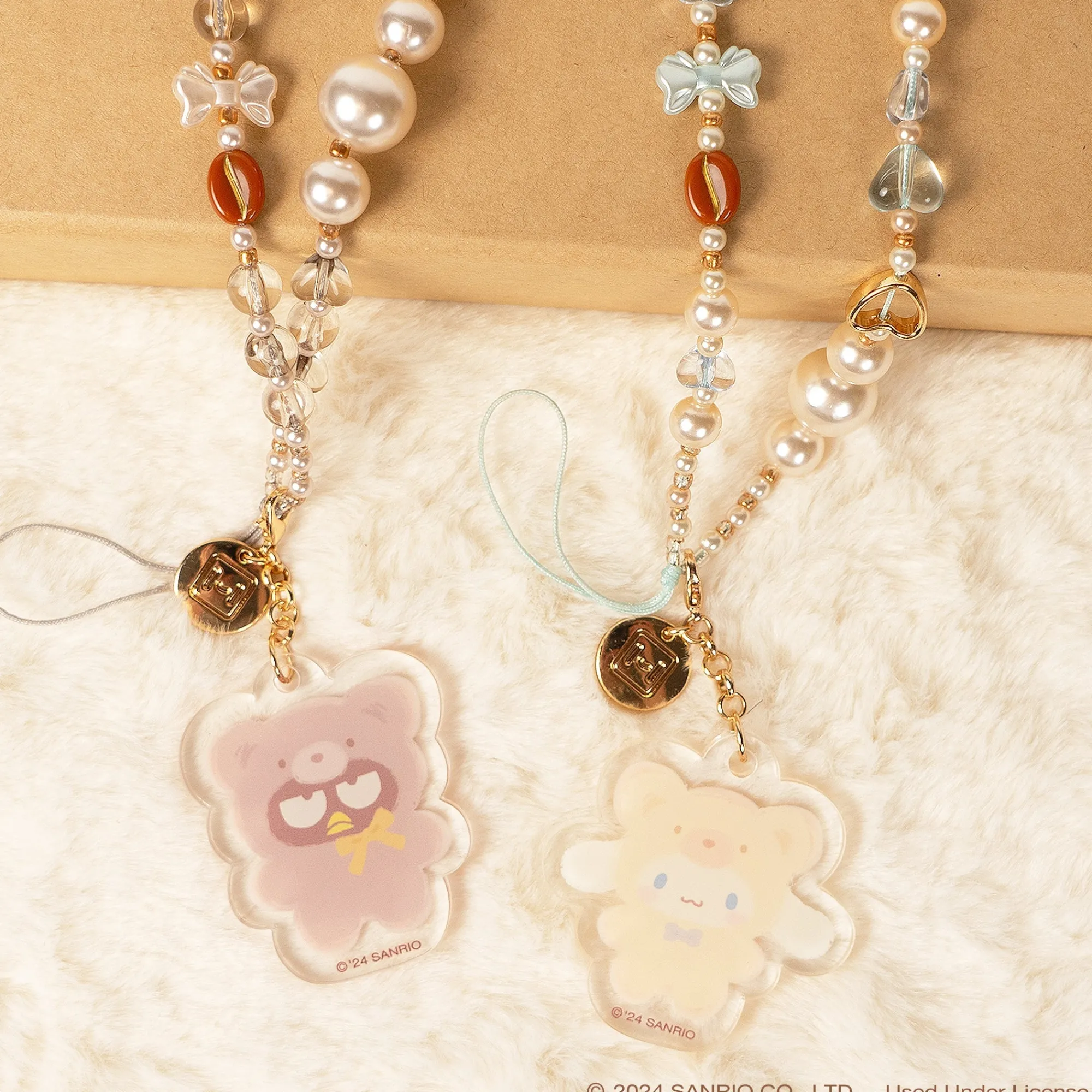 Hamee.com - Hamee US Badtz-maru Latte Bear Beaded Charm Mobile Phone Wrist Strap