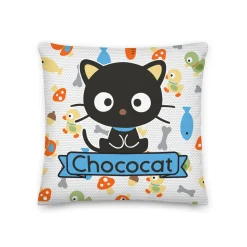Printful Chococat Fish & Acorns 18" Square Pillow