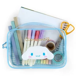 Japan Original Cinnamoroll Clear Grid Zipper Pouch