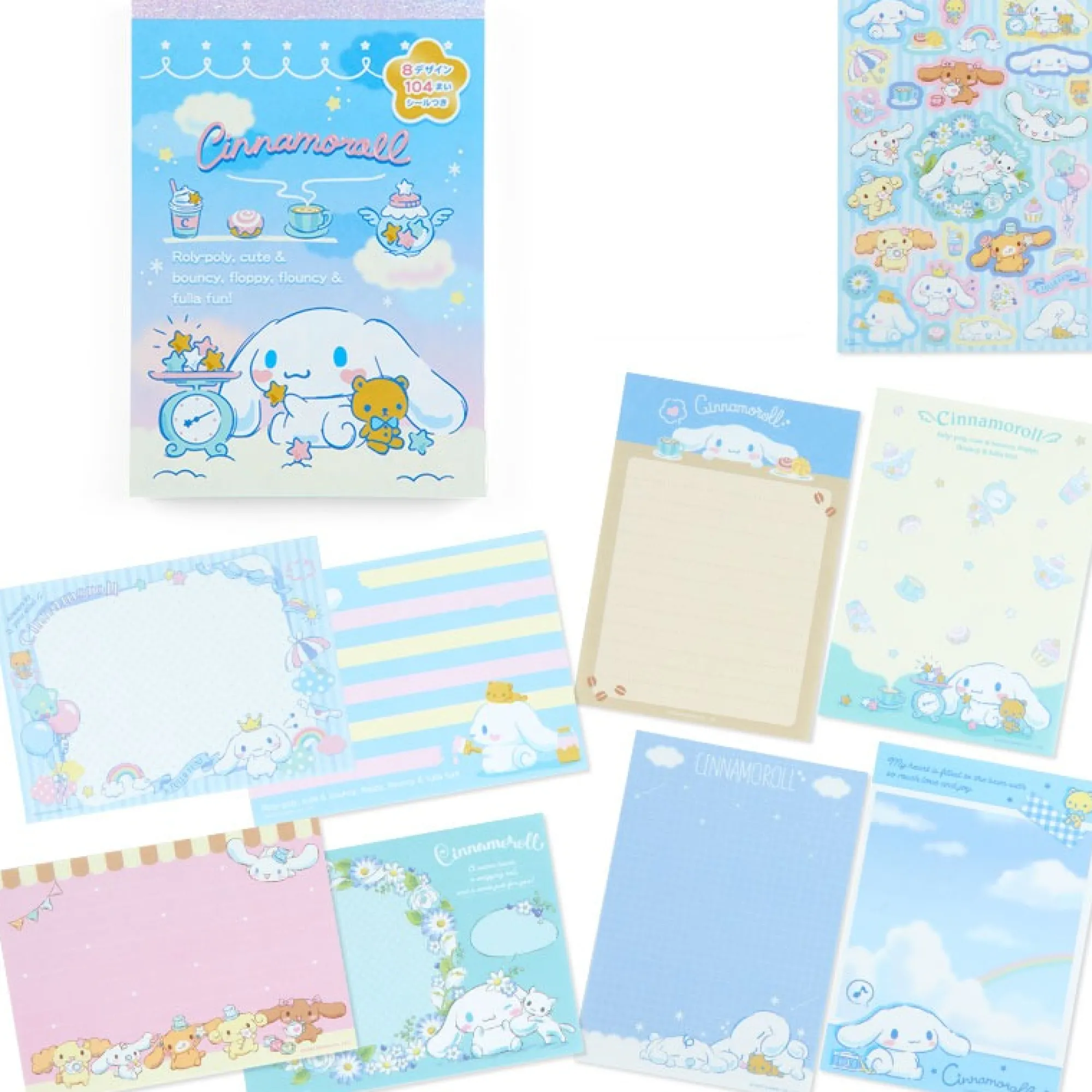 Japan Original Cinnamoroll Memo Pad & Sticker Set