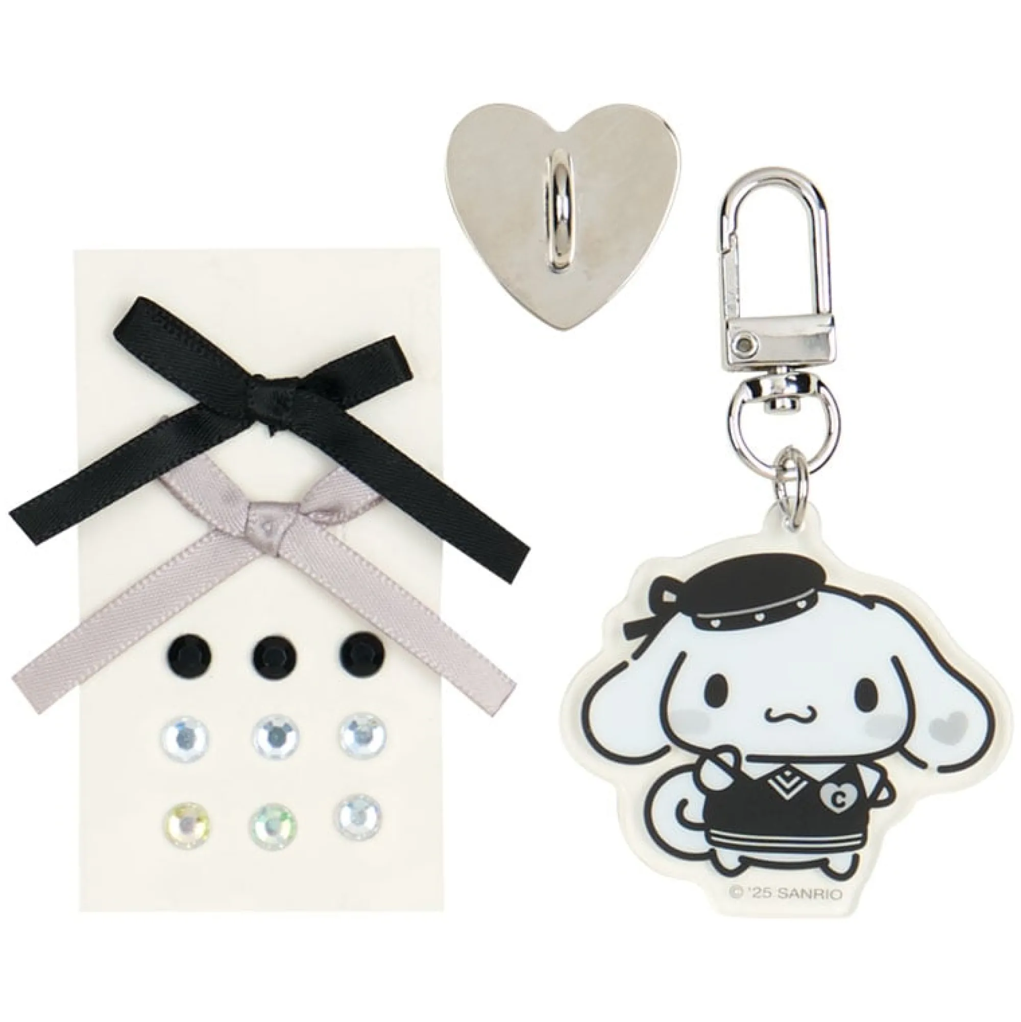 Japan Original Cinnamoroll Smartphone Charm Set (Silver Houndstooth Series)
