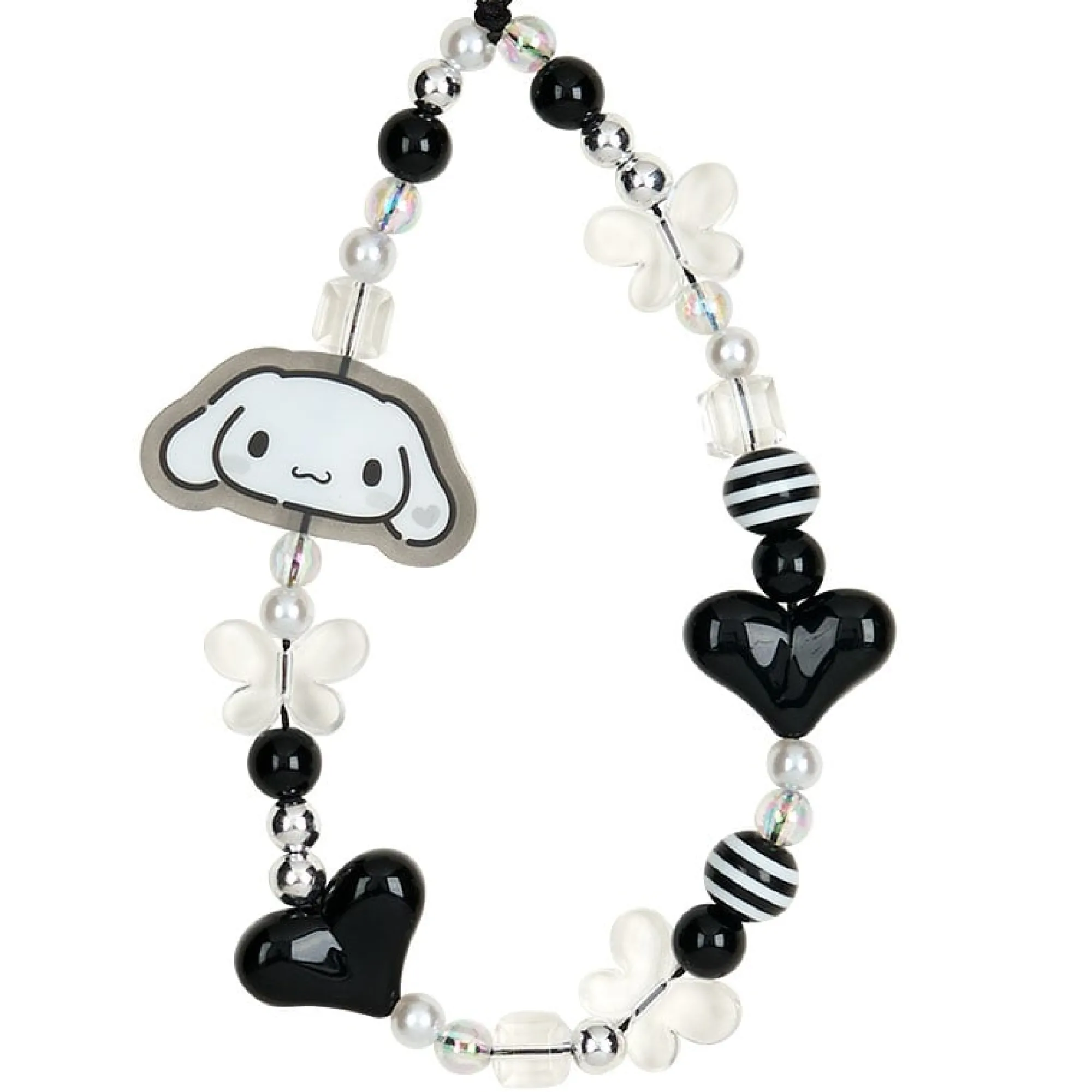 Japan Original Cinnamoroll Smartphone Charm Set (Silver Houndstooth Series)