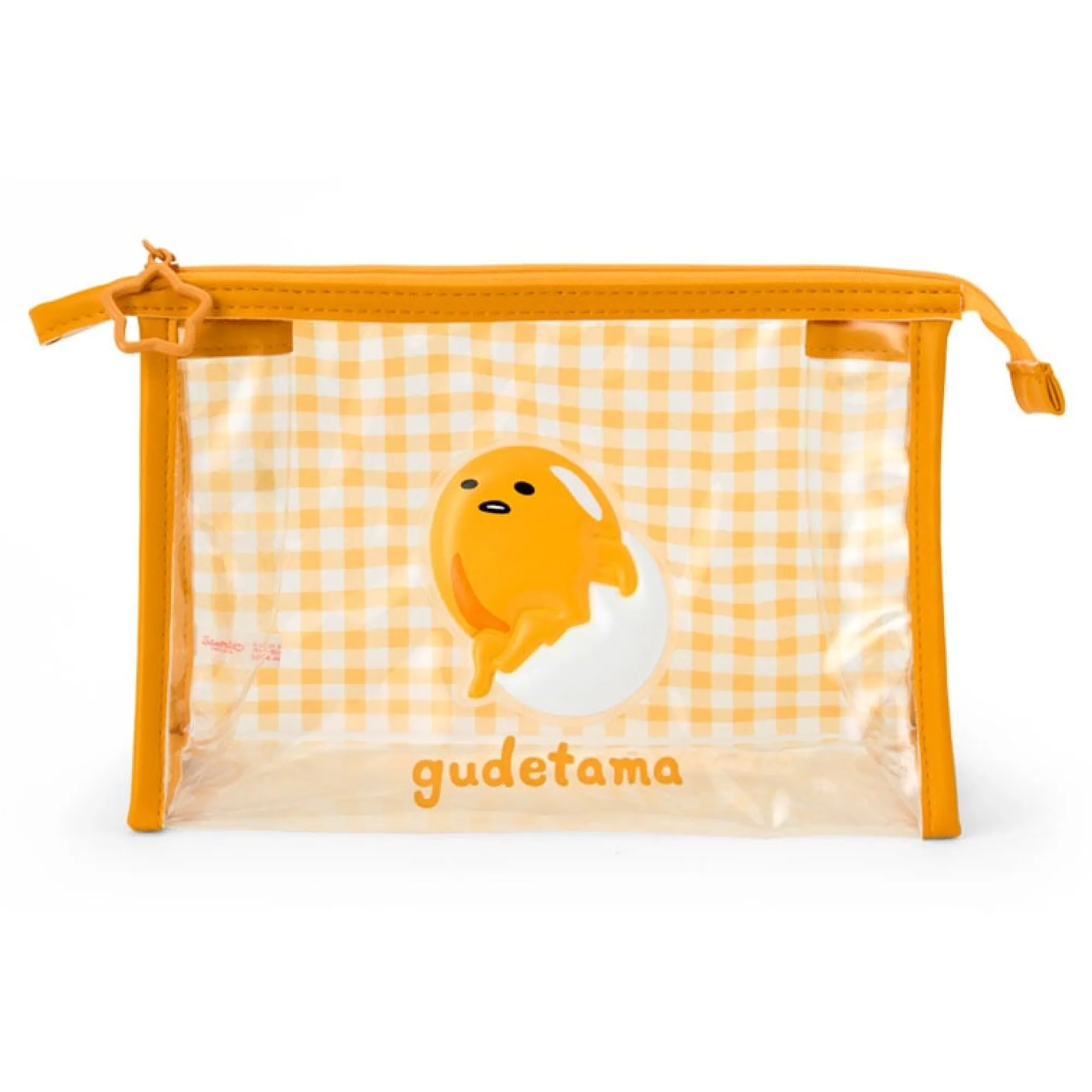 Japan Original Gudetama Clear Gingham Zipper Pouch