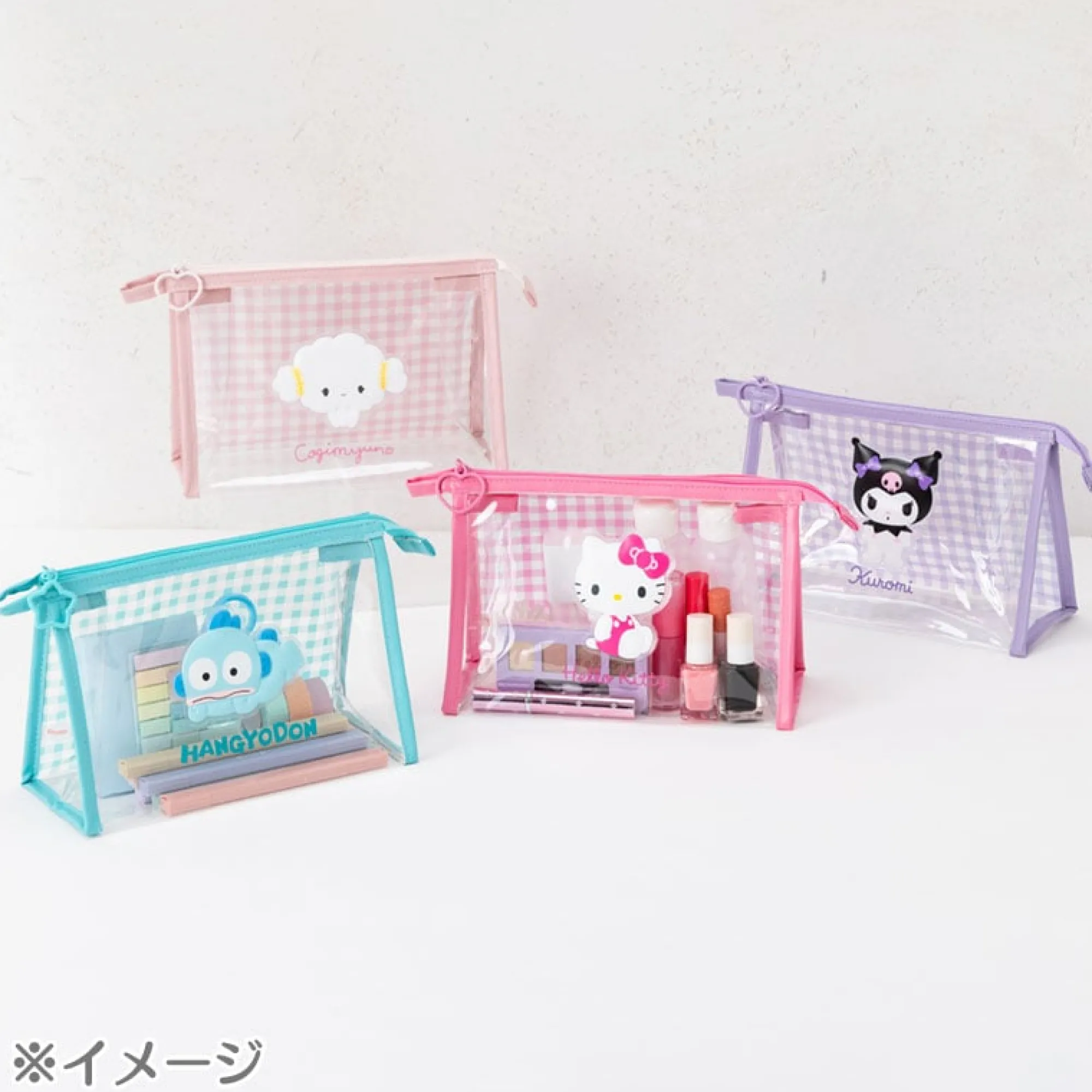 Japan Original Hangyodon Clear Gingham Zipper Pouch