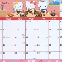 Japan Original Hello Kitty 2025 Monthly Sheet Calendar