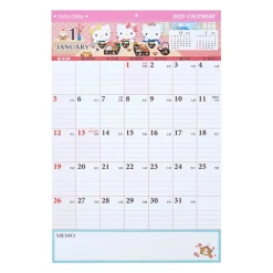 Japan Original Hello Kitty 2025 Wall Hanging Calendar & Memo Pad