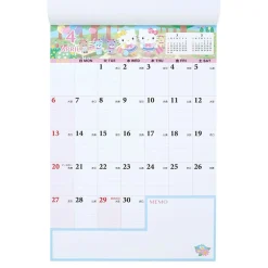 Japan Original Hello Kitty 2025 Wall Hanging Calendar & Memo Pad