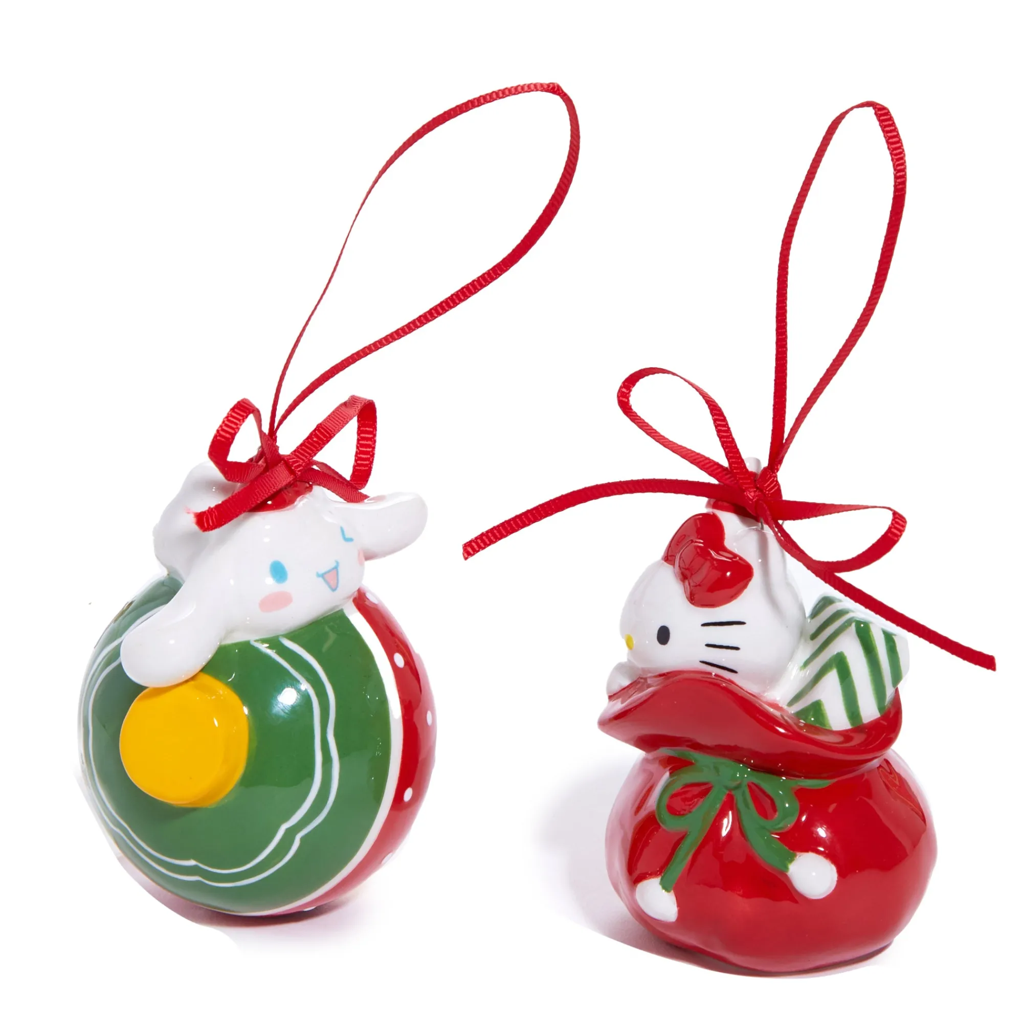 Blue Sky Clayworks Hello Kitty and Cinnamoroll 2-pc Holiday Ceramic Ornament Set