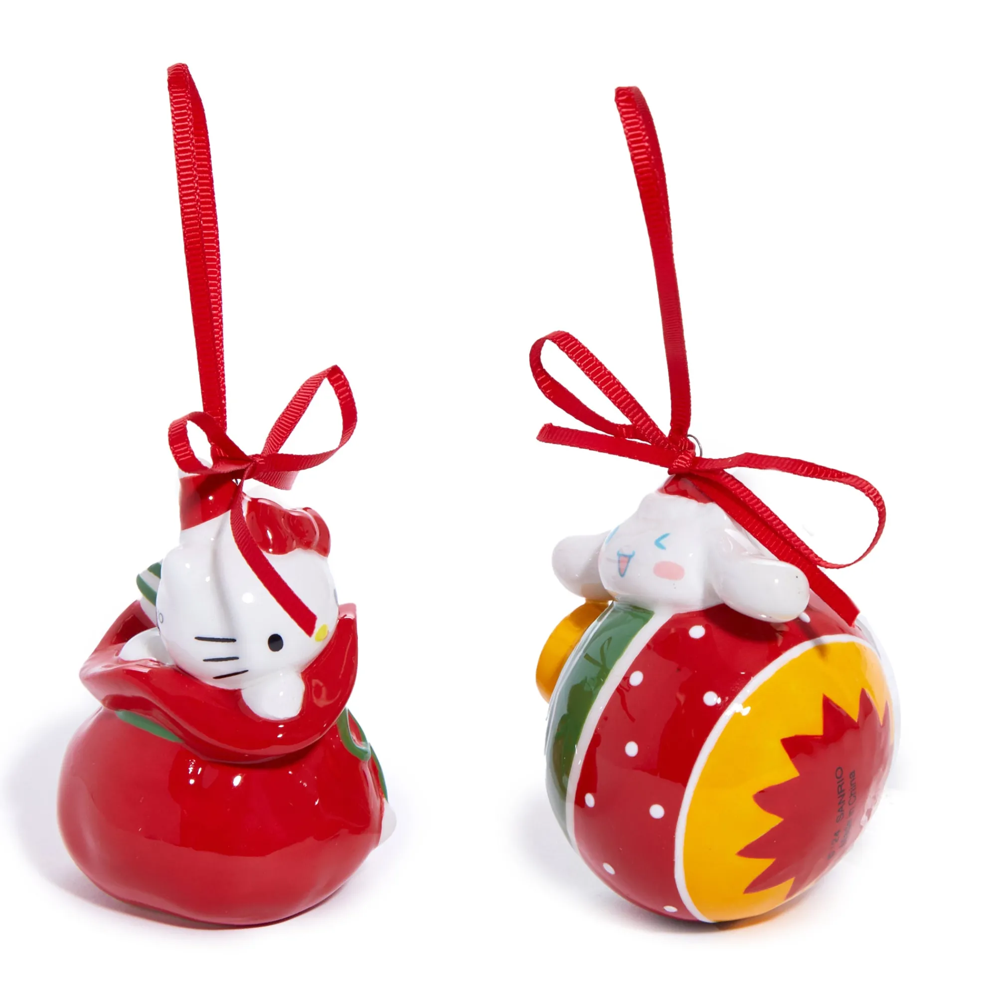 Blue Sky Clayworks Hello Kitty and Cinnamoroll 2-pc Holiday Ceramic Ornament Set