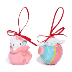Blue Sky Clayworks Hello Kitty and Cinnamoroll 2-pc Holiday Ceramic Ornament Set (Pastel )