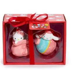 Blue Sky Clayworks Hello Kitty and Cinnamoroll 2-pc Holiday Ceramic Ornament Set (Pastel )
