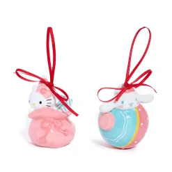 Blue Sky Clayworks Hello Kitty and Cinnamoroll 2-pc Holiday Ceramic Ornament Set (Pastel )