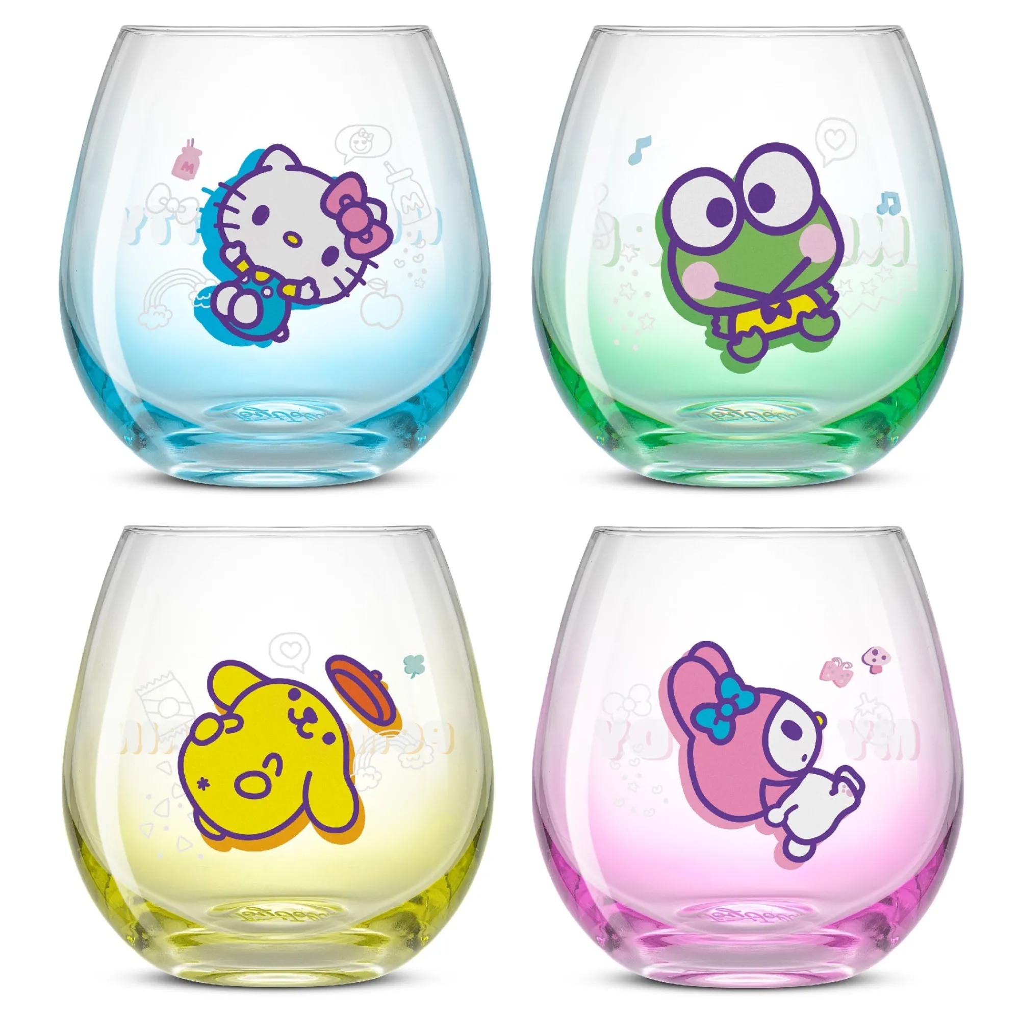 JoyJolt Hello Kitty and Friends Above the Clouds Stemless Glasses (Set of 4)