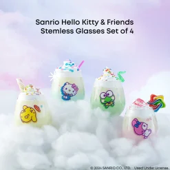 JoyJolt Hello Kitty and Friends Above the Clouds Stemless Glasses (Set of 4)