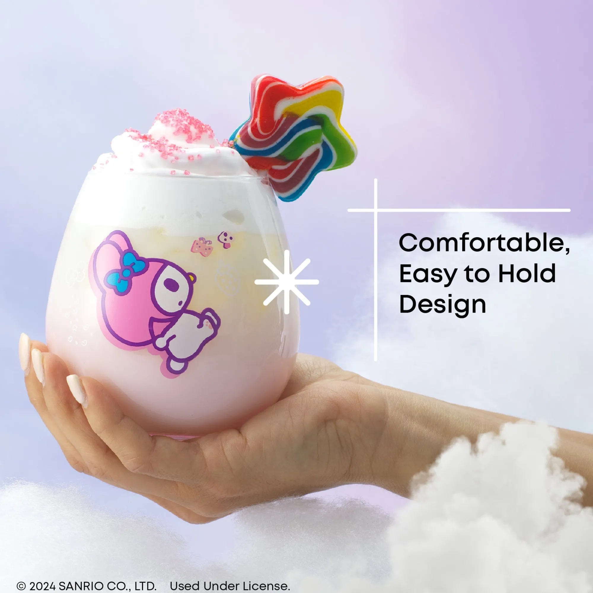 JoyJolt Hello Kitty and Friends Above the Clouds Stemless Glasses (Set of 4)