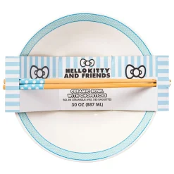 Silver Buffalo Hello Kitty and Friends Ceramic Noodle Bowl and Chopstick Set (Lunch Friends)