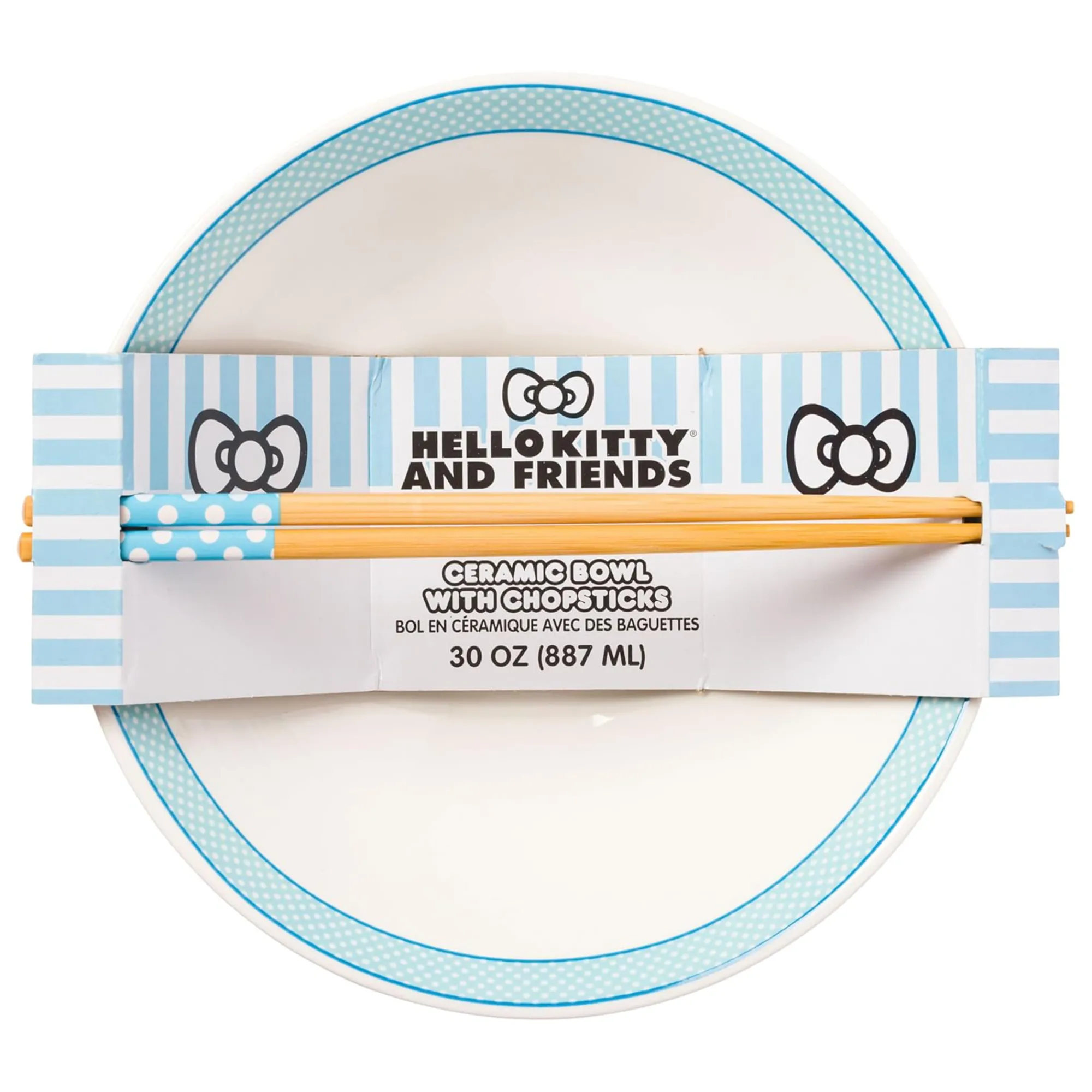 Silver Buffalo Hello Kitty and Friends Ceramic Noodle Bowl and Chopstick Set (Lunch Friends)