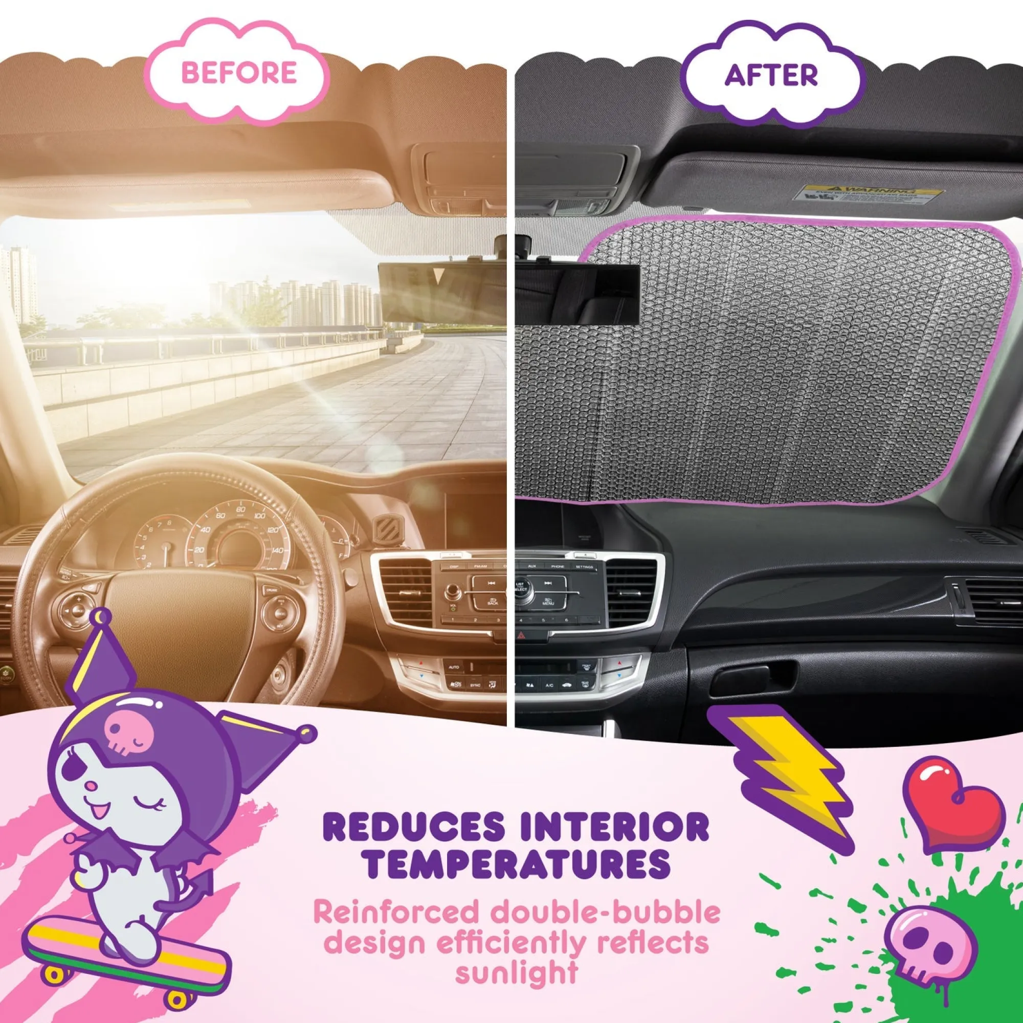 BDK AUTO Hello Kitty and Friends Car Sun Shade (Kawaii Fun)