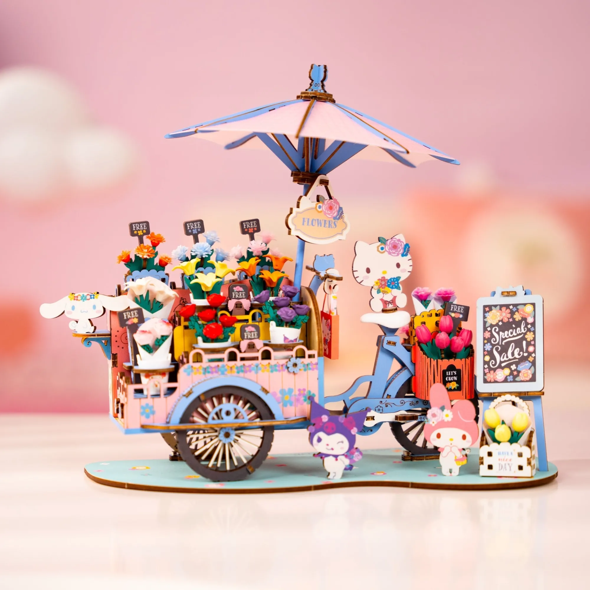 HANDS CRAFT Hello Kitty and Friends Flower Cart 3D Wooden Puzzle