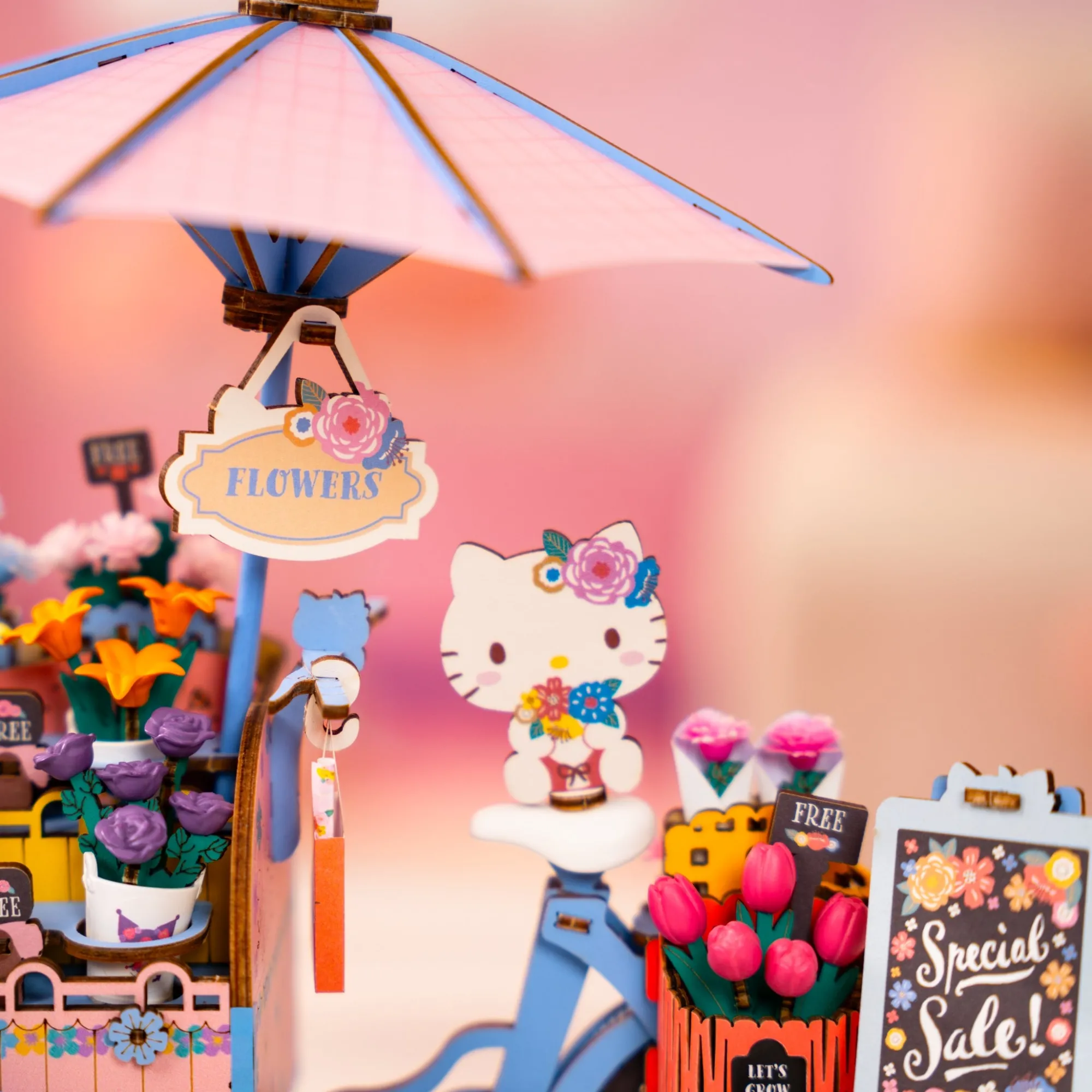 HANDS CRAFT Hello Kitty and Friends Flower Cart 3D Wooden Puzzle