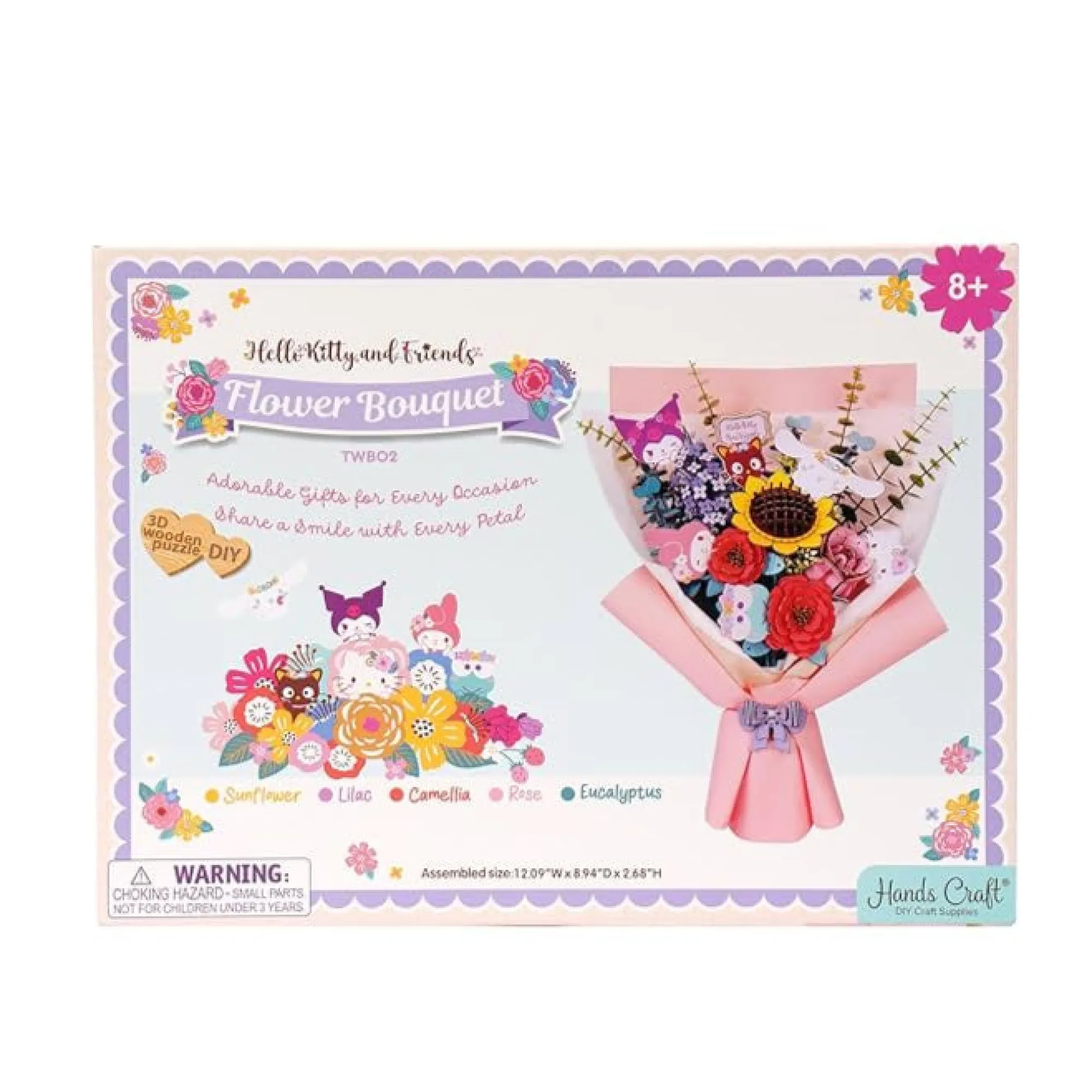HANDS CRAFT Hello Kitty and Friends Flower Bouquet 3D Wooden Puzzle