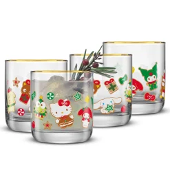 JoyJolt Hello Kitty and Friends Gingerbread Pals Short Glasses