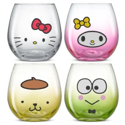 JoyJolt Hello Kitty and Friends Hello Sippy Stemless Glasses (Set of 4)