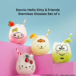 JoyJolt Hello Kitty and Friends Hello Sippy Stemless Glasses (Set of 4)