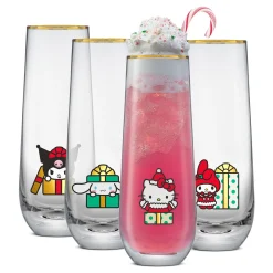 JoyJolt Hello Kitty and Friends Holiday Stemless Flutes