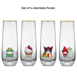 JoyJolt Hello Kitty and Friends Holiday Stemless Flutes