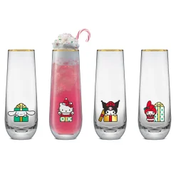 JoyJolt Hello Kitty and Friends Holiday Stemless Flutes