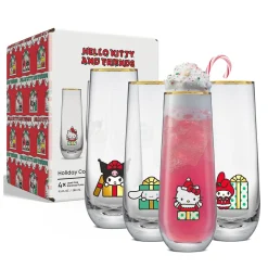 JoyJolt Hello Kitty and Friends Holiday Stemless Flutes