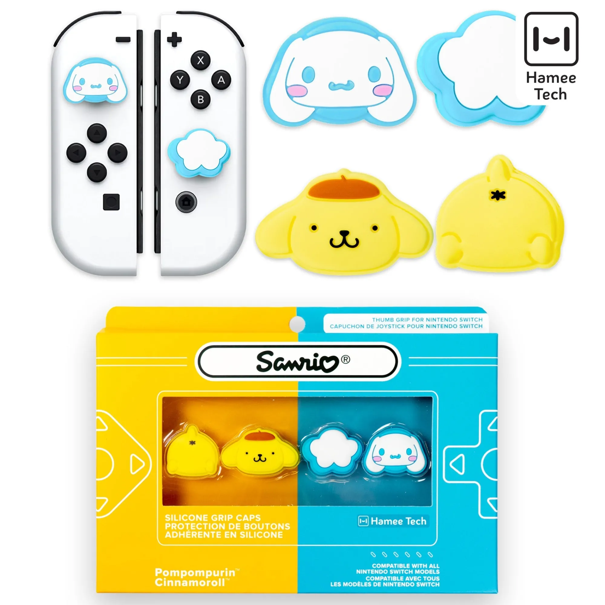 Hamee.com - Hamee US Hello Kitty and Friends Nintendo Switch Grip Caps (Cinnamoroll + Pompompurin)