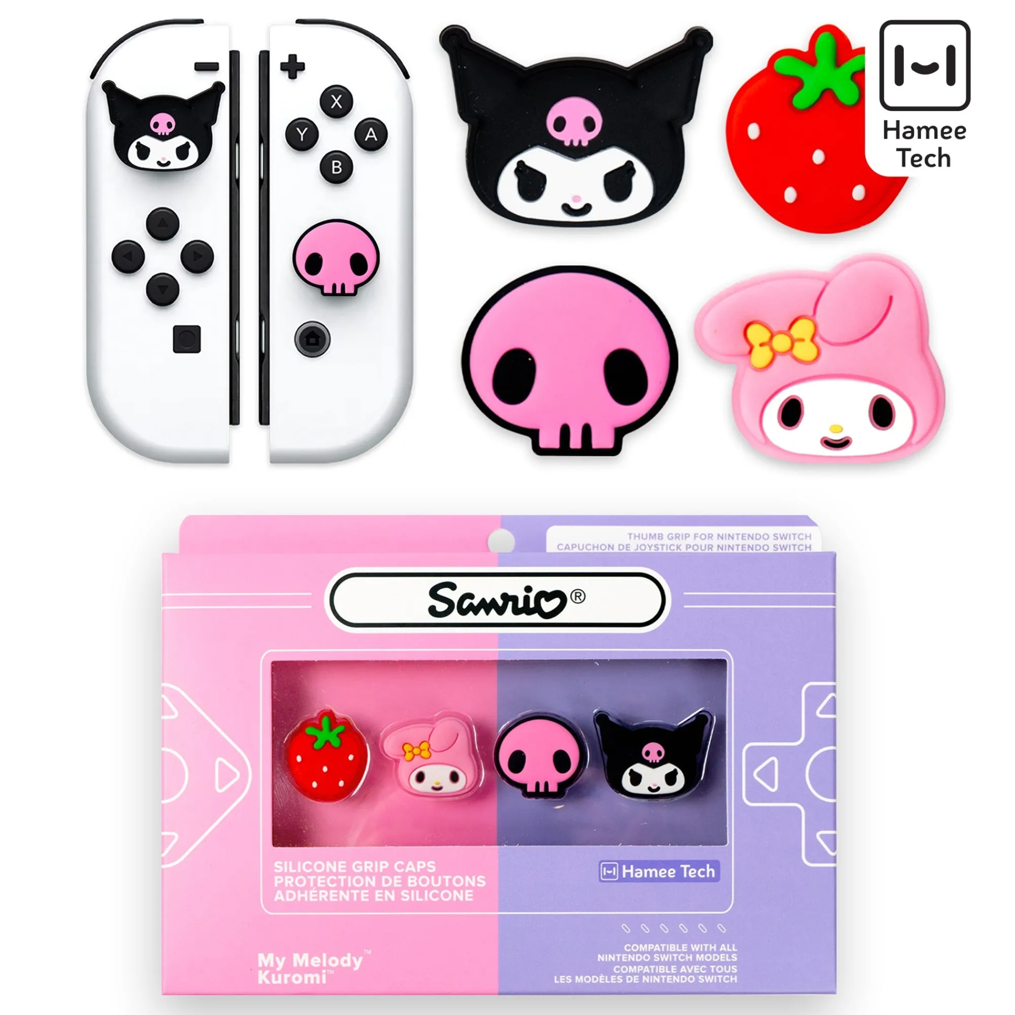 Hamee.com - Hamee US Hello Kitty and Friends Nintendo Switch Grip Caps (Kuromi + My Melody)