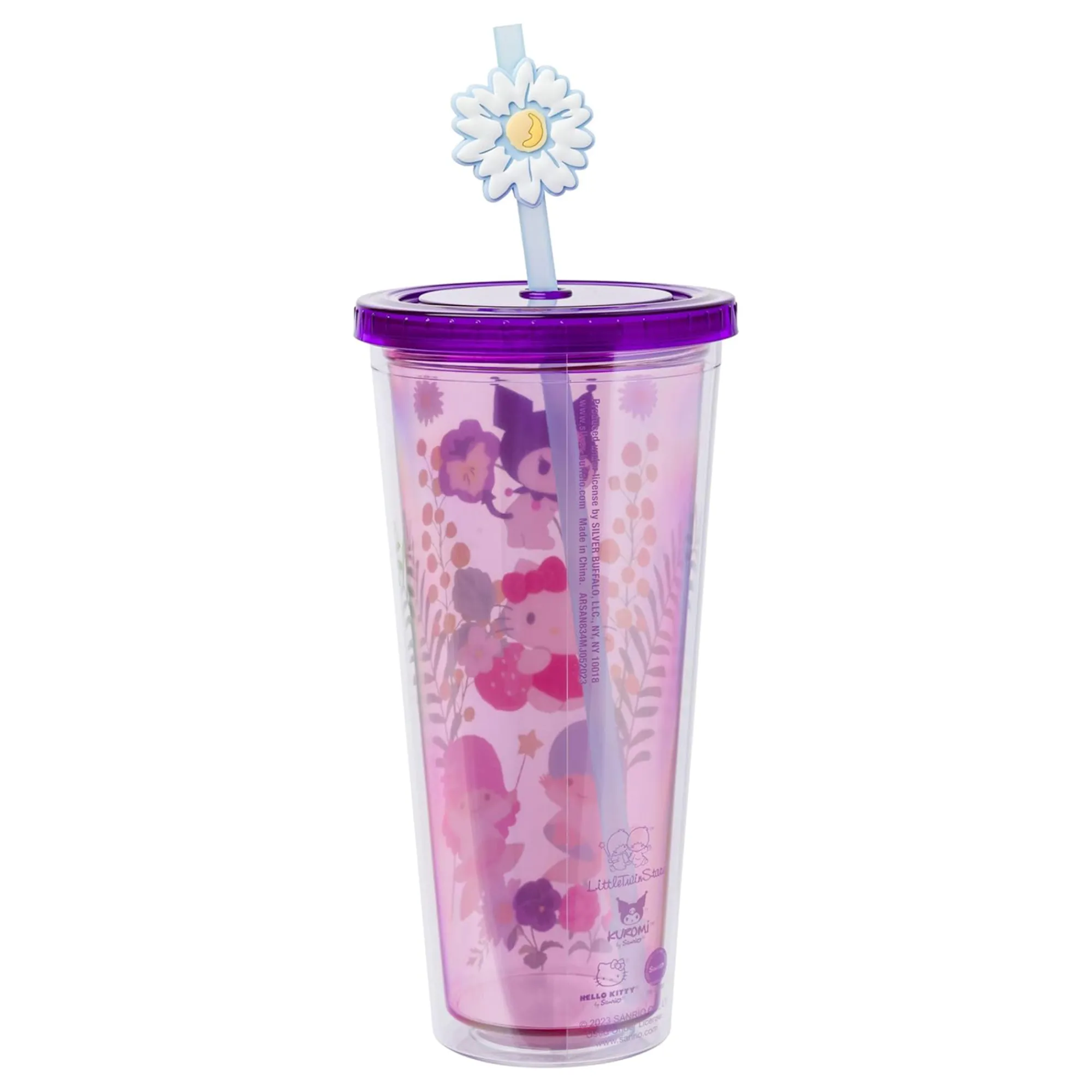 Silver Buffalo Hello Kitty and Friends 24oz Floral Travel Tumbler