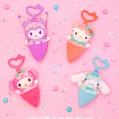 Jazwares Hello Kitty and Friends 4-pc Ice Cream Plush Mascot Keychain Set
