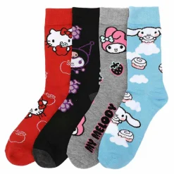 BIOWORLD Hello Kitty and Friends 4-Pc Crew Sock Set