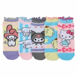 BIOWORLD Hello Kitty and Friends 5-Pc Frilly Ankle Sock Set