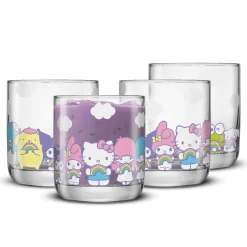 JoyJolt Hello Kitty and Friends Rainbow Short Drinking Glasses (Set of 4)
