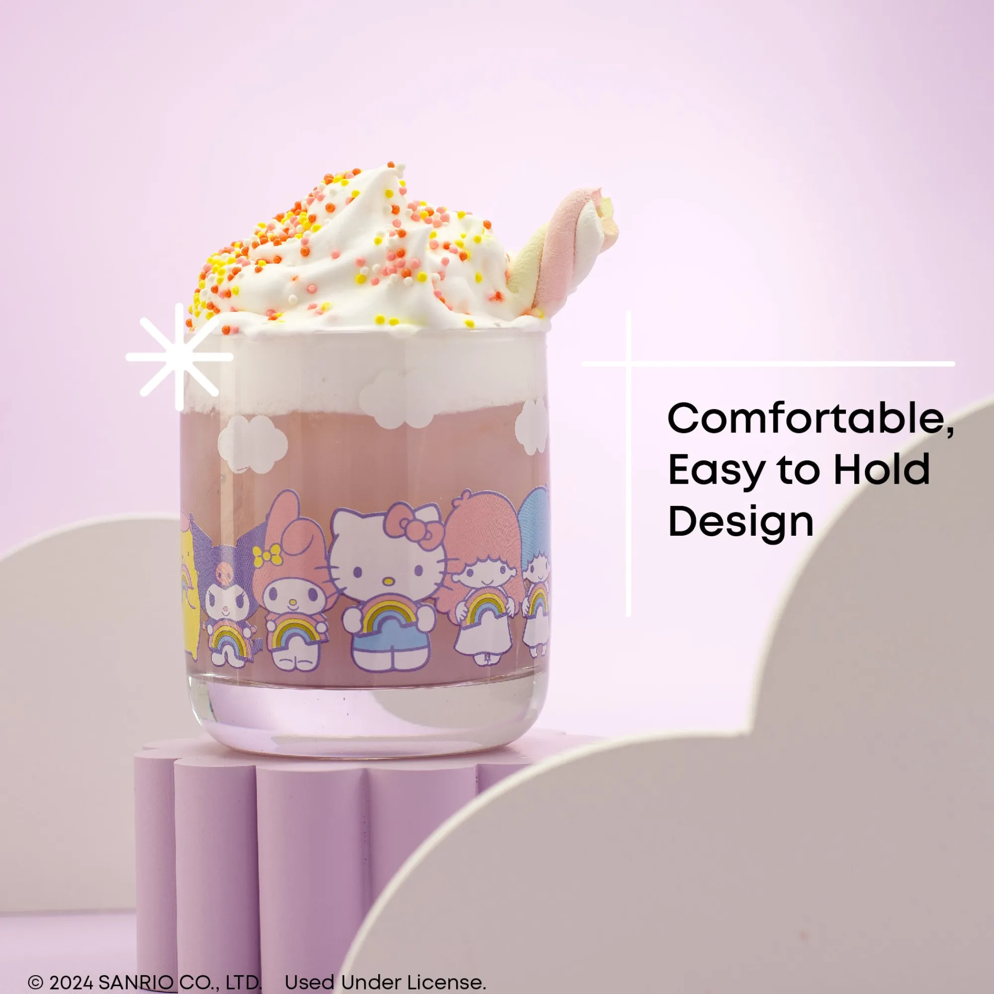 JoyJolt Hello Kitty and Friends Rainbow Short Drinking Glasses (Set of 4)