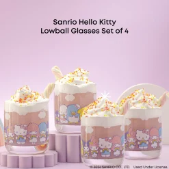 JoyJolt Hello Kitty and Friends Rainbow Short Drinking Glasses (Set of 4)