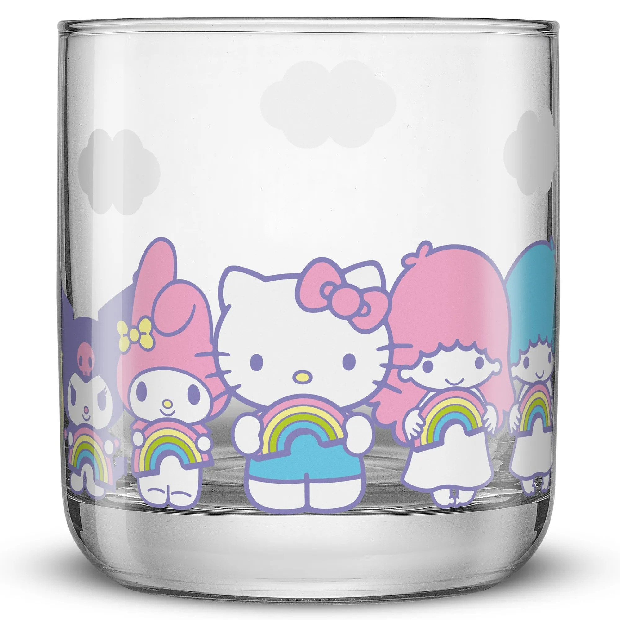 JoyJolt Hello Kitty and Friends Rainbow Short Drinking Glasses (Set of 4)