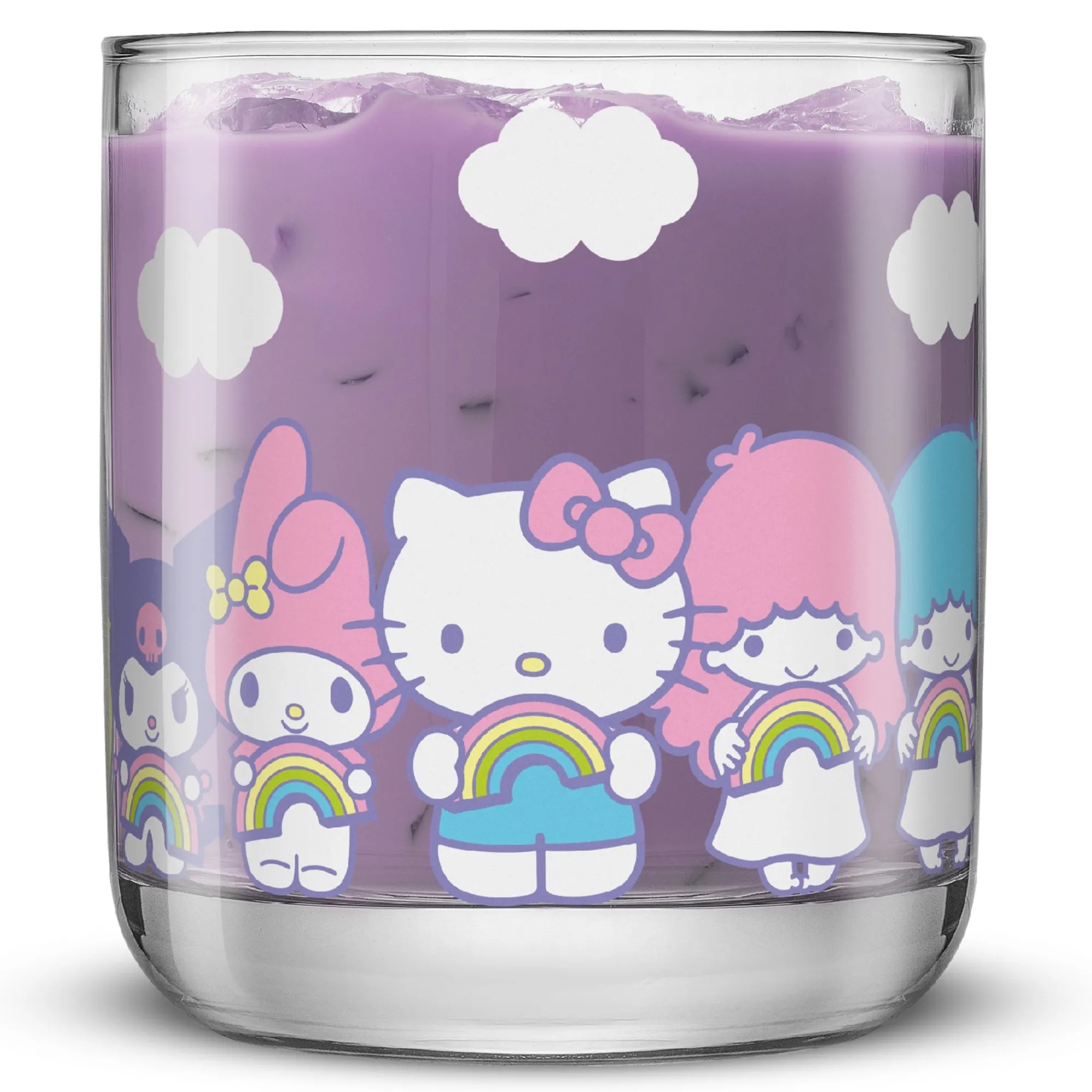 JoyJolt Hello Kitty and Friends Rainbow Short Drinking Glasses (Set of 4)