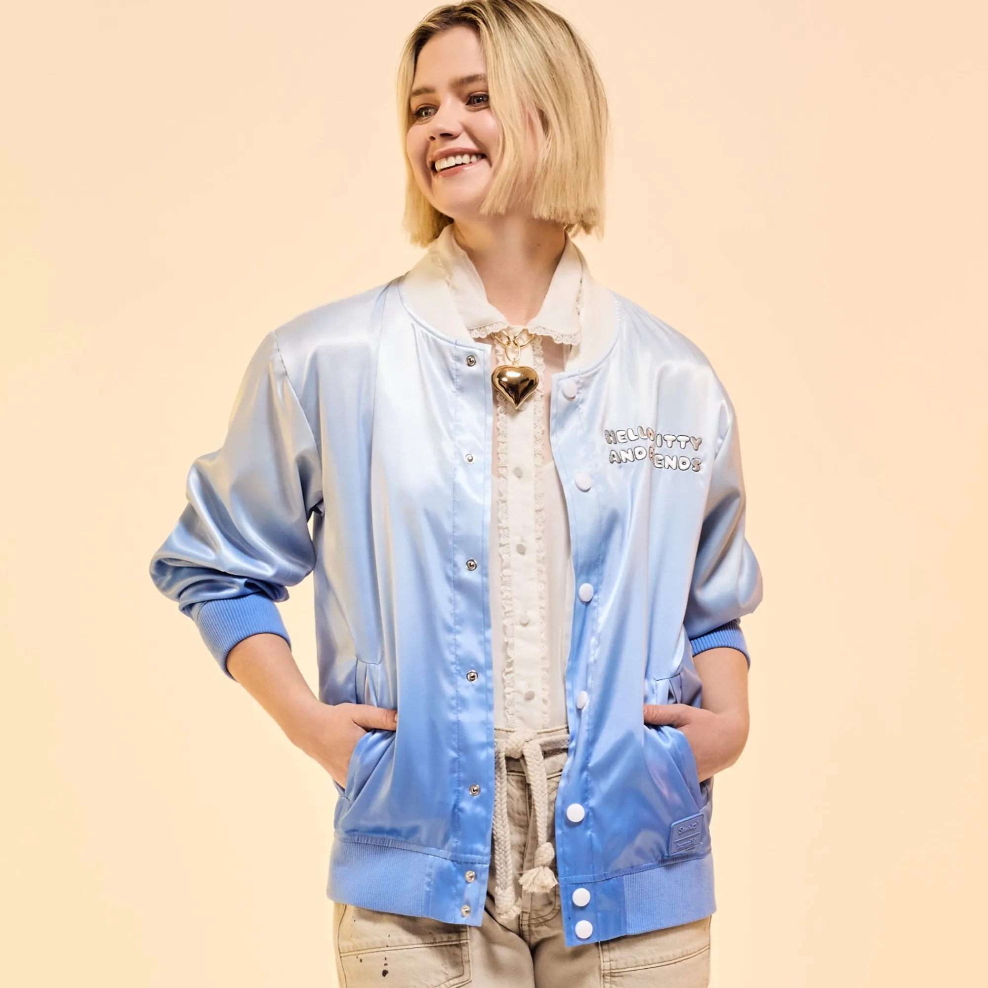 LOUNGEFLY Hello Kitty and Friends x Color Dip Satin Jacket