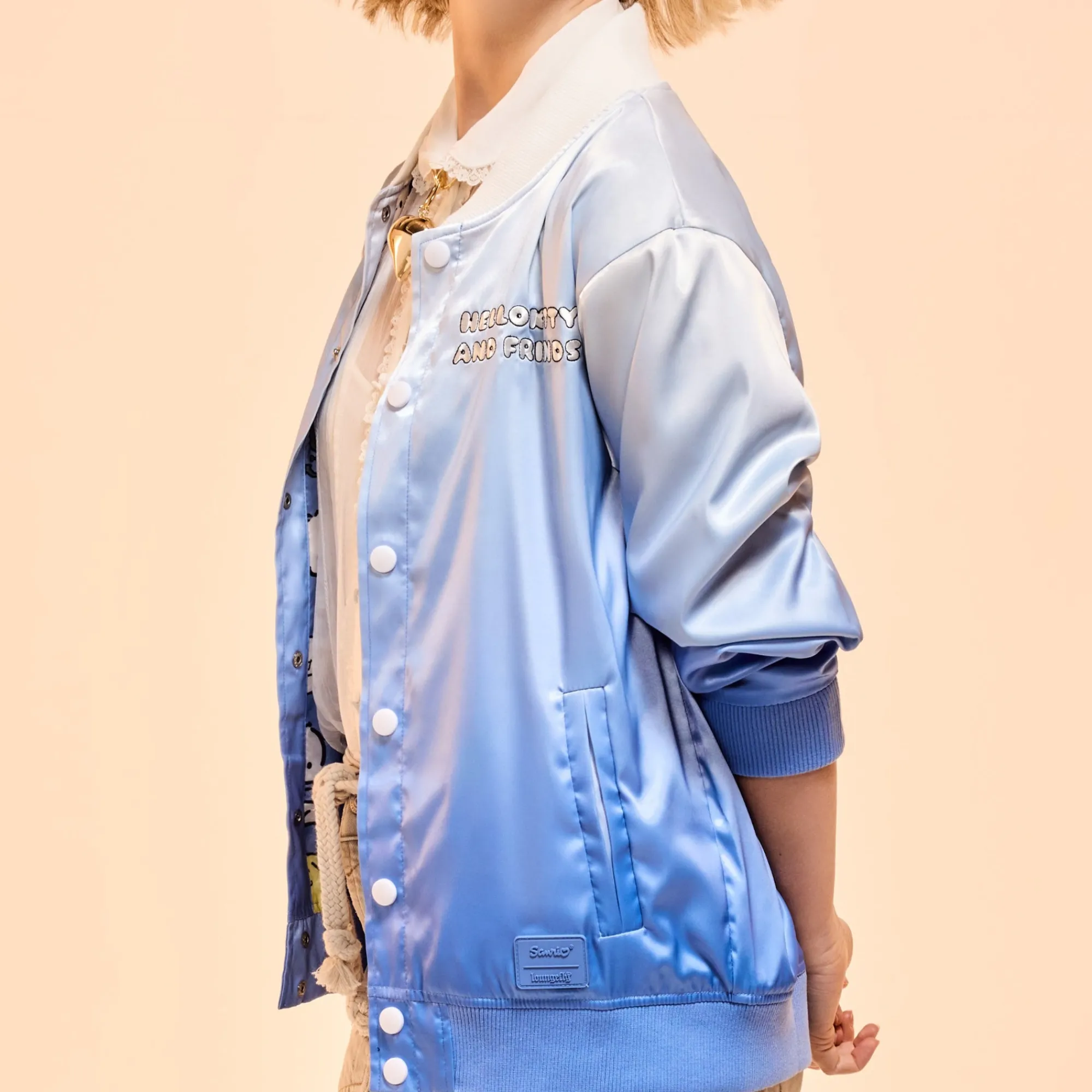 LOUNGEFLY Hello Kitty and Friends x Color Dip Satin Jacket