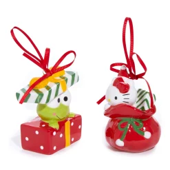 Blue Sky Clayworks Hello Kitty and Keroppi 2-pc Holiday Ceramic Ornament Set (Red)