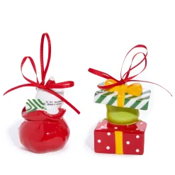Blue Sky Clayworks Hello Kitty and Keroppi 2-pc Holiday Ceramic Ornament Set (Red)