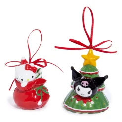 Blue Sky Clayworks Hello Kitty and Kuromi 2-pc Holiday Ceramic Ornament Set (Red)